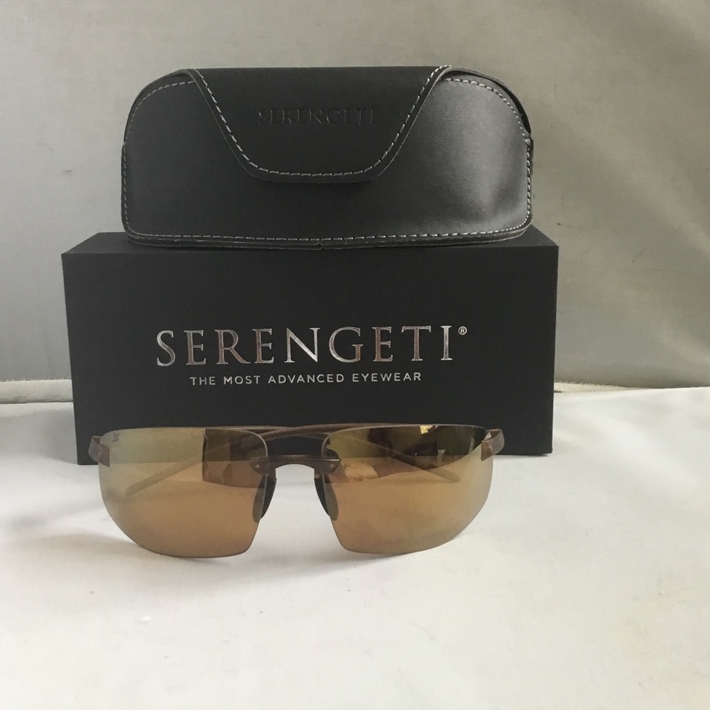 Serengeti Lupton Rimless Sunglasses with Amber-Brown Polarized Lenses
